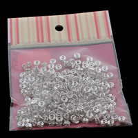Rondelle Rhinestone Spacer, Brass, with OPP Bag, silver color plated, with rhinestone, nickel, lead & cadmium free  Approx 1mm 