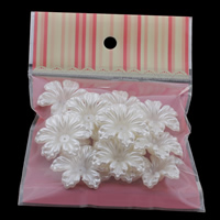 ABS-пластик колпачок, Форма цветка, Имитация жемчуга, белый  отверстие:Приблизительно 1mm, 15ПК/сумка, продается сумка