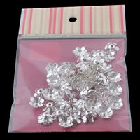 Eisen Perlenkappen, Blume, silberfarben plattiert, frei von Nickel, Blei & Kadmium, 14x5mm, 100x170mm, Bohrung:ca. 2mm, 100PCs/Tasche, verkauft von Tasche