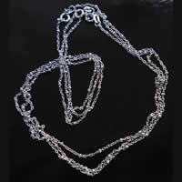 Cadena de collar de cable enlazado de latón, metal, Óvalo, chapado en color de platina, 1.5mm, longitud:17 Inch, Vendido por Sarta
