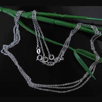 Messing Kabel-Verbindungs-Halsketten-Kette, Platinfarbe platiniert, Oval-Kette, 1.5mm, Länge:17 ZollInch, verkauft von Strang