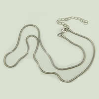 Messing Halskette Gliederkette, mit Verlängerungskettchen von 1.8lnch, plattiert, Schlangekette, keine, 12mm, 2mm,5x3.5mm, Länge:18 , verkauft von Strang