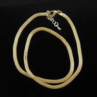 Brass Cable Link Necklace Chain, with 1.8lnch extender chain, plated, mesh chain 3mm Inch 