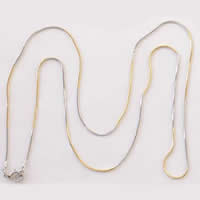Cadena de collar de cable enlazado de latón, metal, chapado, cadena de la serpiente & 2-tono, 1x1mm, longitud:28 Inch, Vendido por Sarta