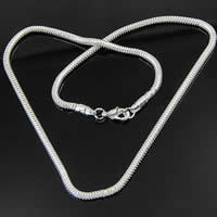 Messing Kabel-Verbindungs-Halsketten-Kette, silberfarben plattiert, Schlangekette, 3x450mm, Länge:18 ZollInch, verkauft von Strang