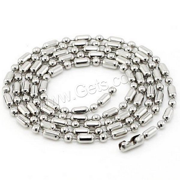 Titanium Steel Chain Necklace, Stainless Steel, different length for choice & ball chain, original color, 2mm, Sold By Strand