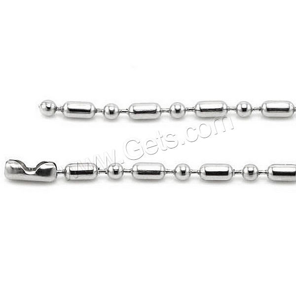 Titanium Steel Chain Necklace, Stainless Steel, different length for choice & ball chain, original color, 2mm, Sold By Strand