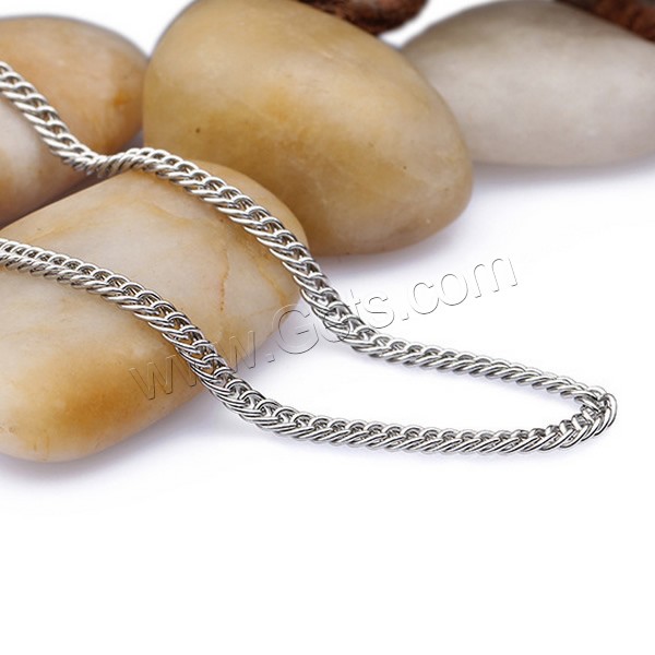 Titanium Steel Chain Necklace, Stainless Steel, different size for choice & twist oval chain, original color, Sold By Strand