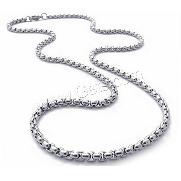 Titanium Steel Chain Necklace, Stainless Steel, different size for choice & box chain, original color, Length:Approx 16.5 Inch, Sold By Strand