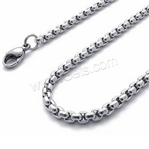Titanium Steel Chain Necklace, Stainless Steel, different size for choice & box chain, original color, Length:Approx 16.5 Inch, Sold By Strand