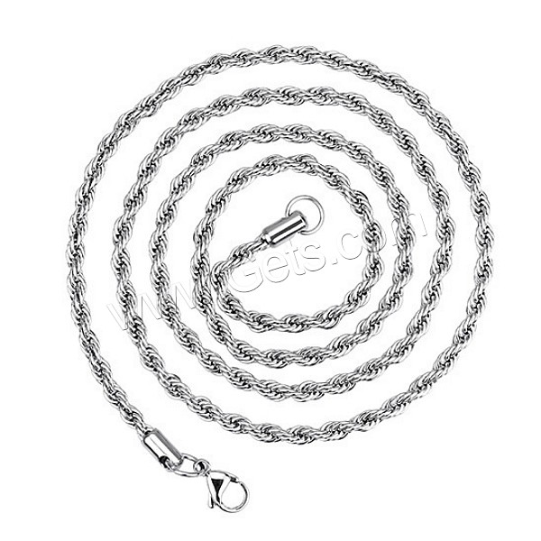 Titanio collar de cadena de acero, acero inoxidable, diverso tamaño para la opción & cadena de cuerda, color original, 2mm, Vendido por Sarta