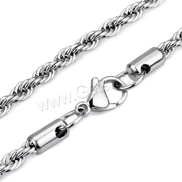 Titanio collar de cadena de acero, acero inoxidable, diverso tamaño para la opción & cadena de cuerda, color original, 2mm, Vendido por Sarta