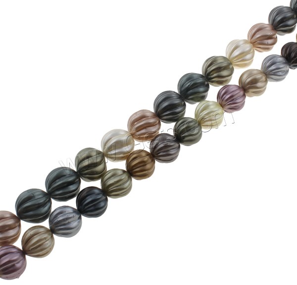 South Sea Shell Beads, with Nylon Cord, Round, natural, different size for choice & corrugated, mixed colors, Grade AAA, Hole:Approx 1mm, Length:Approx 16 Inch, Sold By Strand