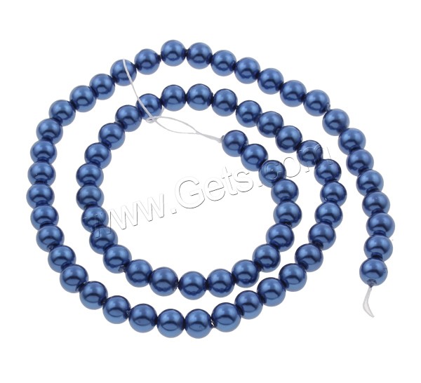 Glass Pearl Beads, Round, different size for choice, blue, Grade AAA, Hole:Approx 1mm, Length:Approx 16 Inch, Sold By Strand