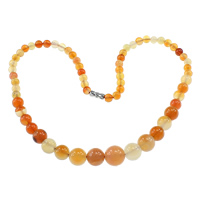 Original Color Agate Necklace, brass screw clasp, natural, graduated beads, 6-14mm Approx 18 Inch 