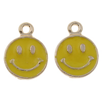 Zinc Alloy Enamel Pendants, Smiling Face, gold color plated Approx 1mm 