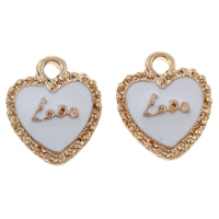 Zinc Alloy Heart Pendants, word love, gold color plated, with letter pattern & enamel Approx 1mm 