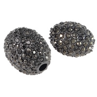 Zinc Alloy Large Hole Beads, Oval, plumbum black color plated & with rhinestone, nickel, lead & cadmium free Approx 3mm 