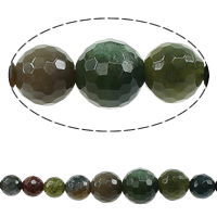 Perle agate indienne naturelle , Rond, facettes, 6-14mm Environ 0.8-1.5mm Environ 17 pouce, Vendu par brin