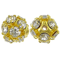 Ball Rhinestone Spacer, Brass, Round, plated, with rhinestone Approx 1.5mm 
