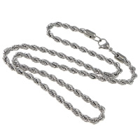 acero inoxidable Collar de cadena, cadena de cuerda, color original, 4.8mm, longitud:aproximado 21 Inch, Vendido por Sarta