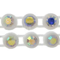 Cadena de Plástico con Diamante de Imitación, Esférico, con diamantes de imitación, Blanco, 2.5mm, 50patiospatio/Sarta, Vendido por Sarta