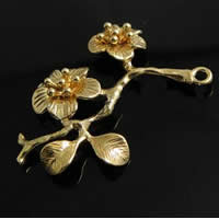 Brass Leaf Pendants, Flower, plated Approx 1.5mm 
