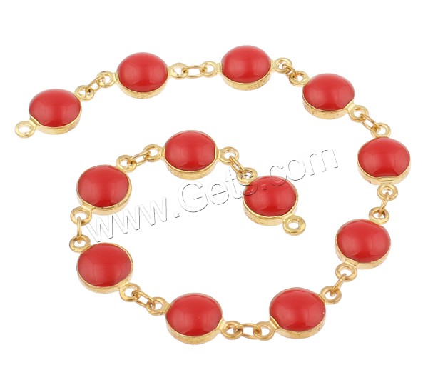 Brass Beading Chains, Flat Round, plated, enamel, more colors for choice, nickel, lead & cadmium free, 12x7x4mm, Sold By m
