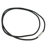 Cowhide Necklace Cord, stainless steel snap clasp, black, 2mm, 3mm Approx 22 Inch 