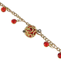 Glass Beaded Chain, with Brass, gold color plated, imitation rhinestone & twist oval chain, red, nickel, lead & cadmium free 2.5mm 