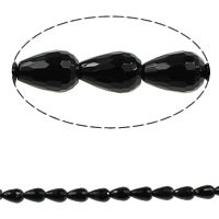 Natural Black Agate Beads, Teardrop & faceted, Grade A Approx 16 Inch 