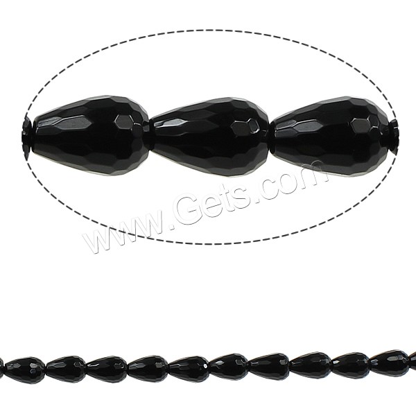 Natürliche schwarze Achat Perlen, Schwarzer Achat, Tropfen, Weitere Größen für Wahl & facettierte, Grade A, Länge:ca. 16 ZollInch, verkauft von Strang