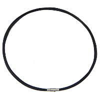 Нержавеющая сталь застежка резиновый шнур ожерелье, стальной провод, латунь Замочек 'штык', Другое покрытие 0.38mm, длина:Приблизительно 17 дюймовый, продается Strand