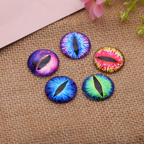 Time Gem Cabochon, Glass, Flat Round, with eye pattern & time gem jewelry & mixed pattern & DIY & different size for choice & flat back & decal, 500PCs/Lot, Sold By Lot