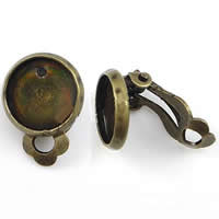 イヤリング　ファインディングの真鍮クリップ, 銅, メッキ, 無色, 12mm, 内径:約 10mm, 1000ペア/バッグ, 売り手 バッグ