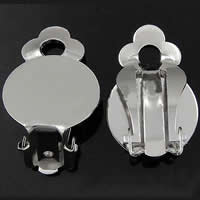 Messing Ohrbrisure auf Ohrringe Zubehör, plattiert, keine, 19x13mm, Bohrung:ca. 3mm, 500PCs/Tasche, verkauft von Tasche