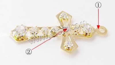 Colgantes de Cruces de latón, metal, chapado, con diamantes de imitación, más colores para la opción, 44x24x4mm, agujero:aproximado 2.2mm, 100PCs/Bolsa, Vendido por Bolsa