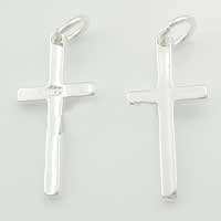Латунь крест подвески, Kресты, плакирован серебром, не содержит никель и кадмий отверстие:Приблизительно 4mm, продается PC