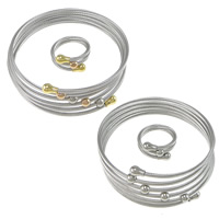 Fashion Stainless Steel Jewelry Sets, bangle & finger ring, plated, multi-strand 2mm  2mm, Inner Approx US Ring .5 Approx 7 Inch 