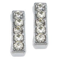 Zinc Alloy Letter Slide Charm, Letter I, platinum color plated, with rhinestone, nickel, lead & cadmium free Approx 