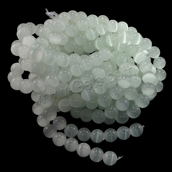 Katzenauge Perlen, rund, verschiedene Größen vorhanden, weiß, verkauft von PC