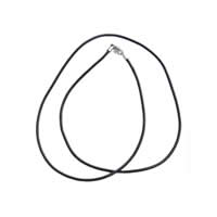 Теплые шнур ожерелья, Шнур из натуральной кожи, чистое серебро Замок-карабин, черный, 1.5mm, длина:18.5 дюймовый, продается Strand