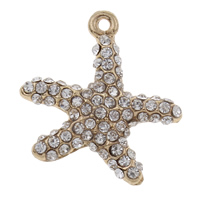 Zinc Alloy Animal Pendants, Starfish, gold color plated, with rhinestone Approx 1mm 