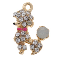 Zinc Alloy Animal Pendants, Dog, gold color plated, enamel & with rhinestone Approx 1mm 
