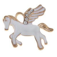 Zinc Alloy Animal Pendants, Horse, gold color plated, enamel & with rhinestone Approx 
