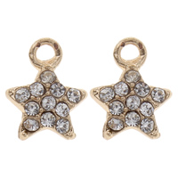 Zinc Alloy Star Pendant, gold color plated, with rhinestone Approx 1mm 