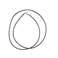 Резиновое ожерелья, Резинка, чистое серебро Замочек-колечко, черный, 1.5mm, длина:Приблизительно 18 дюймовый, продается Strand