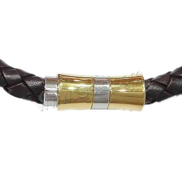 Cowhide Bracelets, 316 stainless steel clasp, plated, different length for choice, more colors for choice, 6mm, Sold By Strand