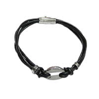 Cowhide Bracelets, with 316 Stainless Steel 2mm  