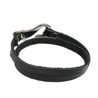 Cowhide Bracelets, 316 stainless steel clasp, black, 7mm Approx 18 Inch 